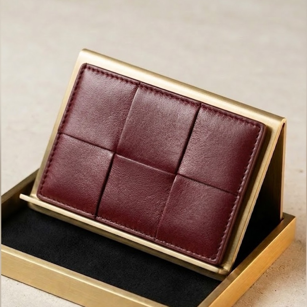 Bottega Veneta Burgundy Card Holder